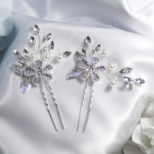 Twin Crystal Flower Hair Pin