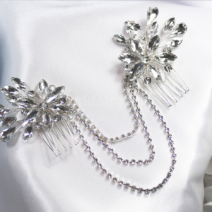 Twin Love Flower Crystal Hair Comb